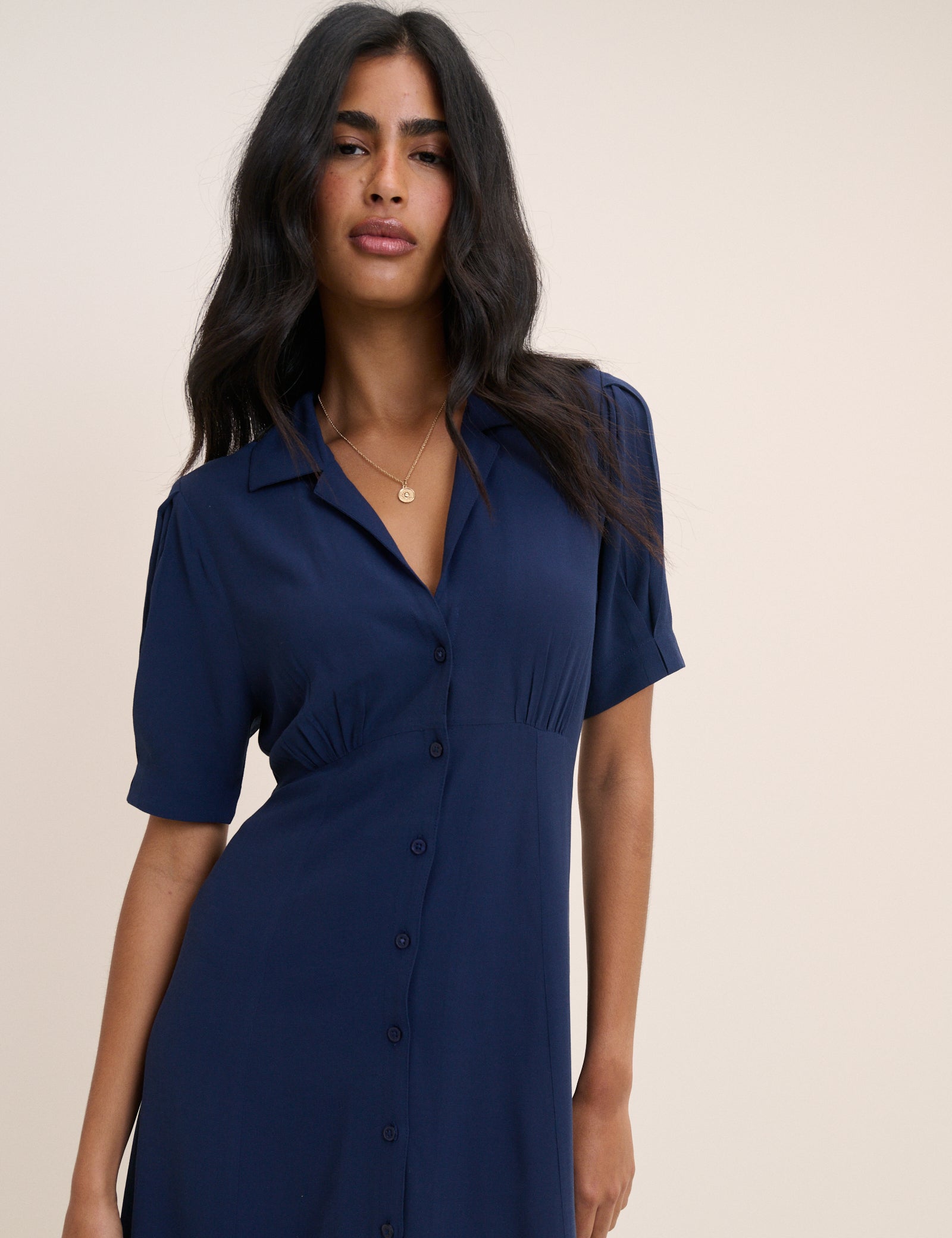navy blue button dress Navy Sleeveless Audrey Midi Dress